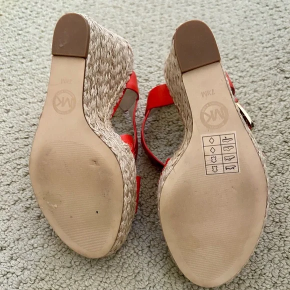 Gorgeous Giovanna Madarin Burnt Orange Michael Kors Sandals Wedges 7.5 - Picture 7 of 7
